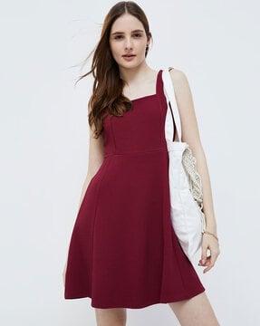 women sqaure-neck a-line dress