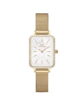 women square dial stainless steel analogue watch- dw00100668k