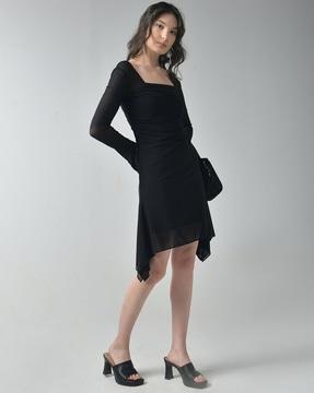 women square-neck a-line dress