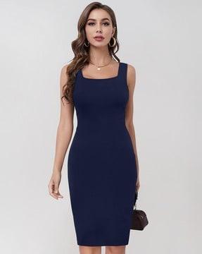 women square-neck bodycon dress