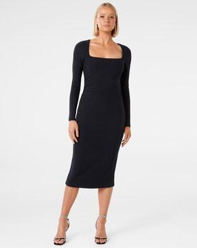 women square-neck bodycon dress