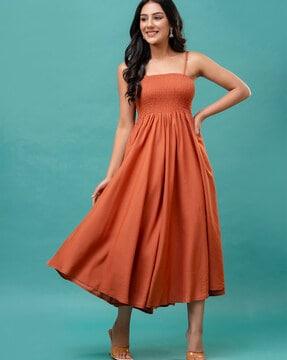 women square-neck fit & flare dress