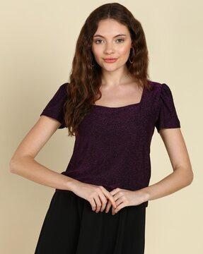 women square-neck fitted top