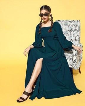 women square-neck gown dress