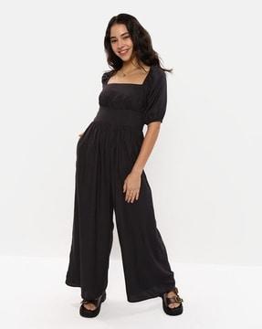 women square-neck jumpsuit