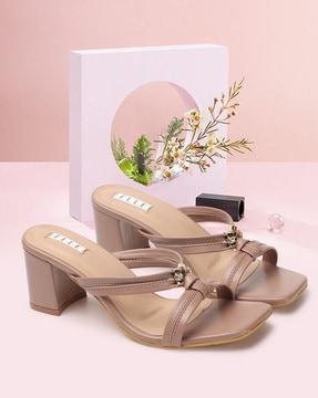 women square-toe block heeled sandals