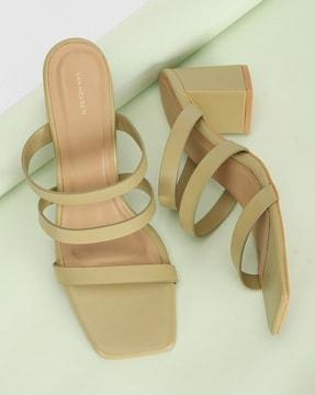 women square-toe chunky-heeled sandals