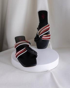 women square-toe slip-on flat sandals