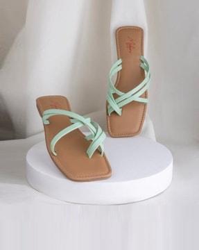women square-toe slip-on sandals