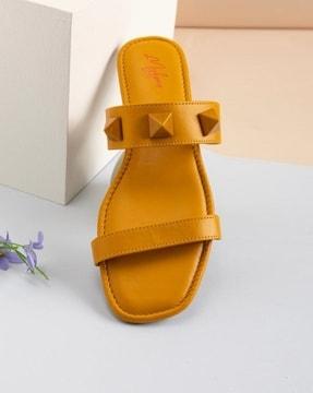 women square-toe slip-on sandals