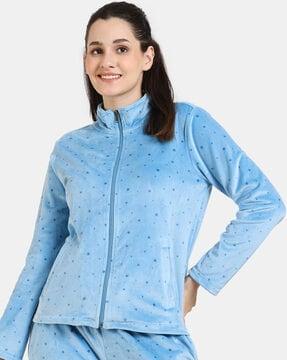 women star print zip-front sweatshirt