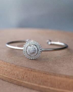 women sterling silver american diamond-studded cuff bracelet