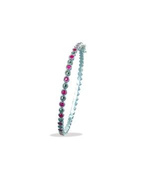 women sterling silver cubic zirconia-studded bracelet