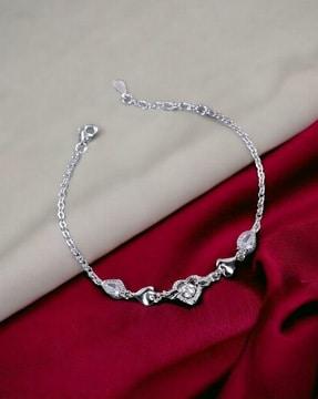 women sterling silver heart charm bracelet