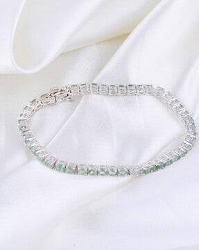 women sterling silver kyanite-studded bracelet