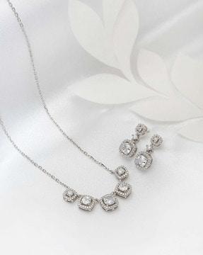 women sterling silver necklace & earrings set