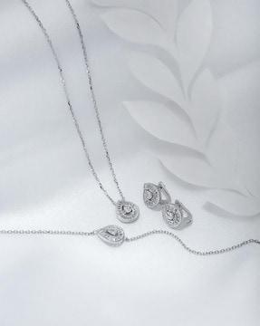 women sterling silver necklace with earrings & bracelet