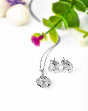 women sterling silver pendant & earrings set