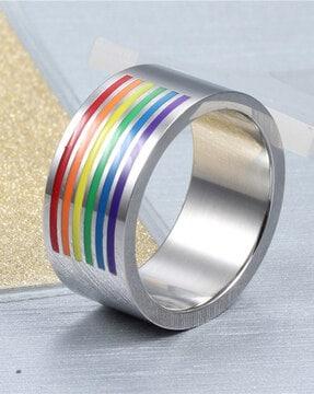 women sterling silver-plated enameled ring