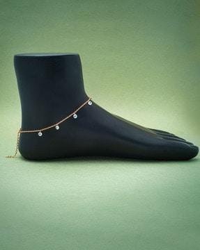 women sterling silver rose gold-plated beaded anklet