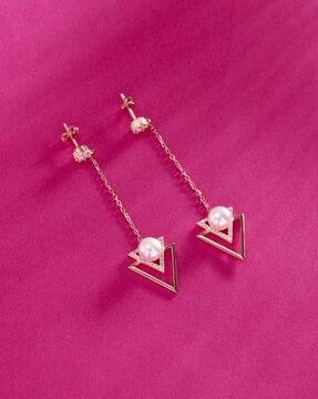 women sterling silver rose gold-plated drop earrings