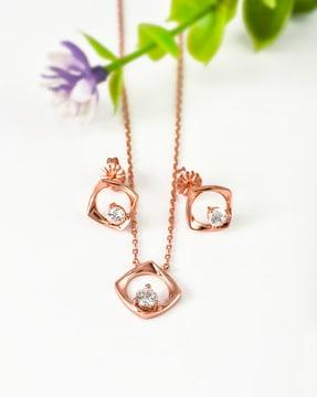 women sterling silver rose gold-plated pendant & earrings set