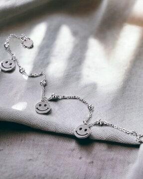 women sterling silver smiley charm bracelet