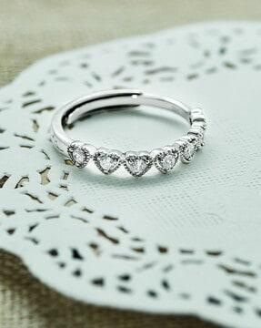 women sterling silver stone-studded adjustable ring