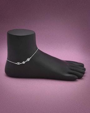 women sterling silver stone-studded anklets