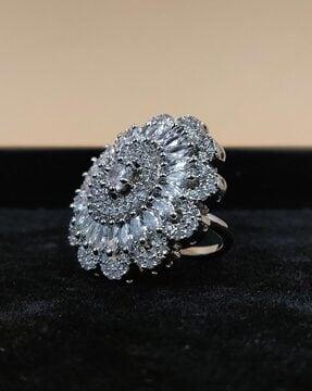 women stone-studded adjustable ring