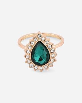 women stone-studded cocktail ring
