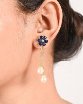 women stone-studded drop earring