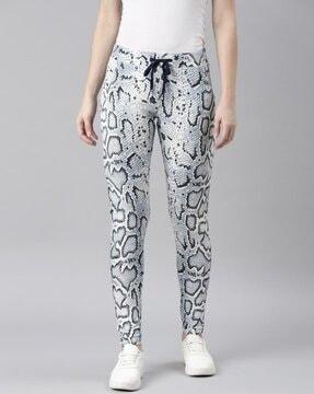 women straight animal print track pants