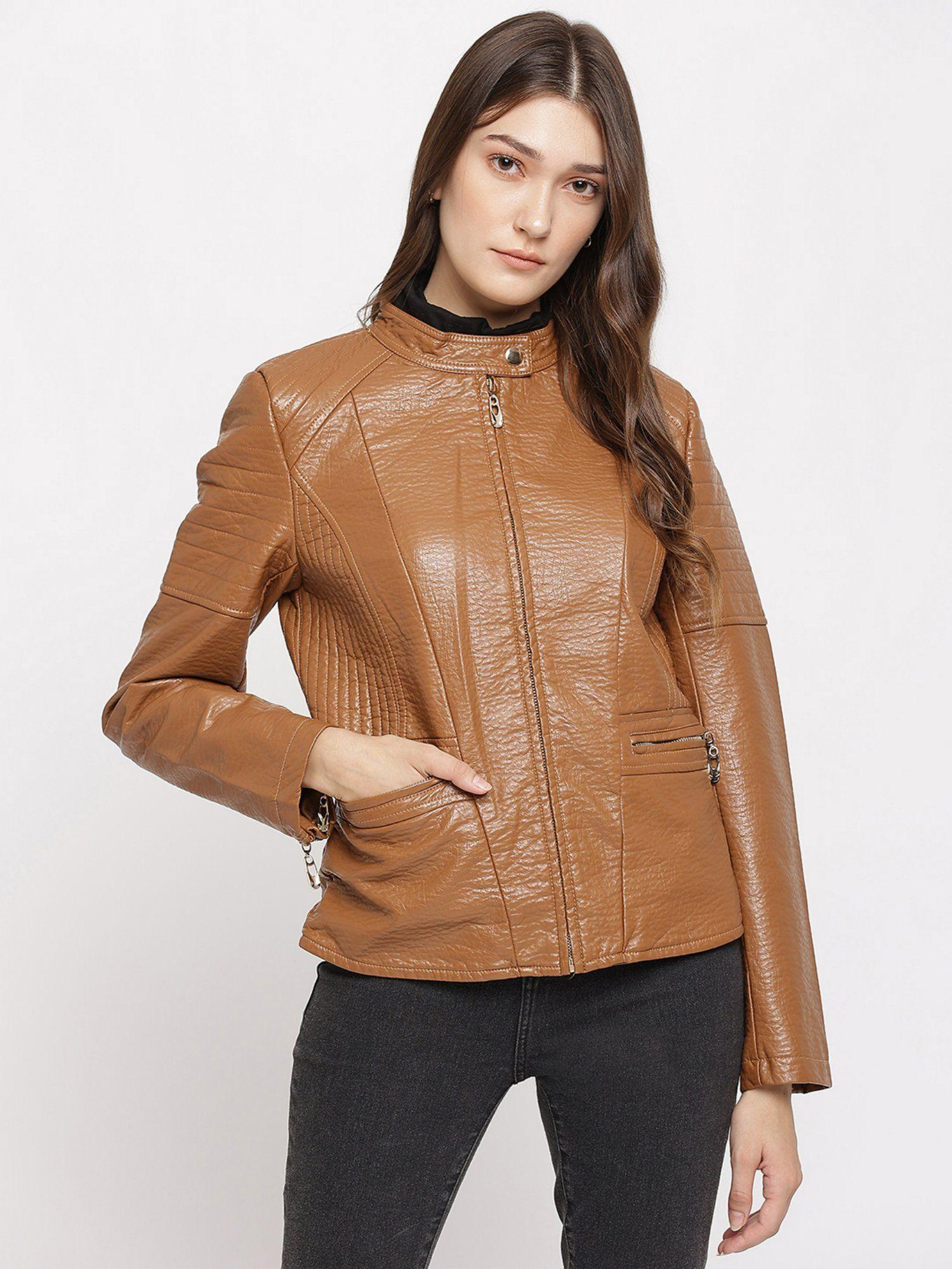 women straight brown jacket