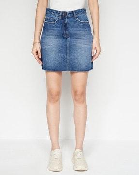 women straight denim skirt