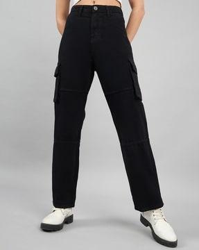 women straight fit flat-front cargo pants