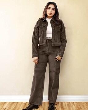 women straight fit flat-front cargo pants