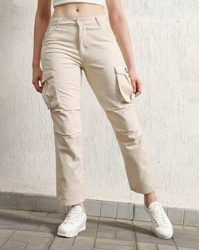 women straight fit flat-front cargo pants