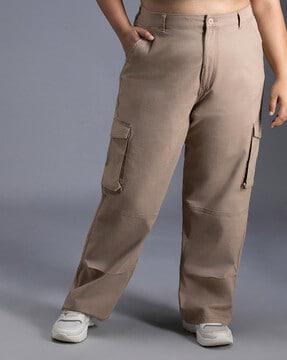 women straight fit flat-front cargo trousers