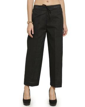 women straight fit flat-front culottes