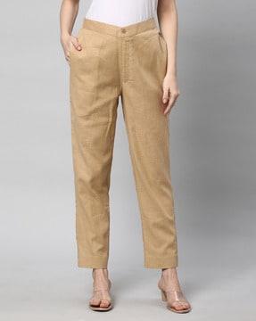 women straight fit flat-front pants