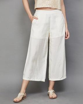 women straight fit flat-front pants