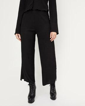 women straight fit flat-front pants