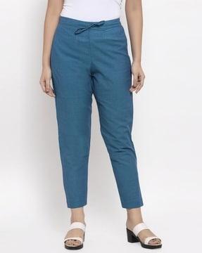 women straight fit flat-front pants