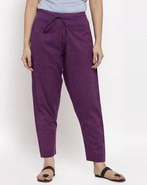 women straight fit flat-front pants