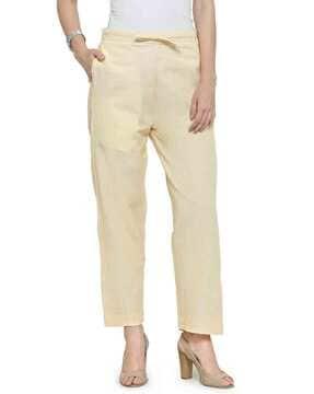 women straight fit flat-front pants