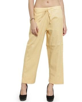 women straight fit flat-front pants