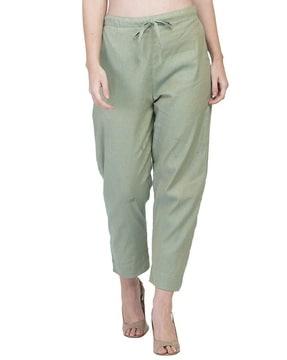 women straight fit flat-front pants