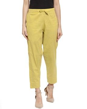 women straight fit flat-front pants