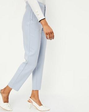 women straight fit flat-front pants